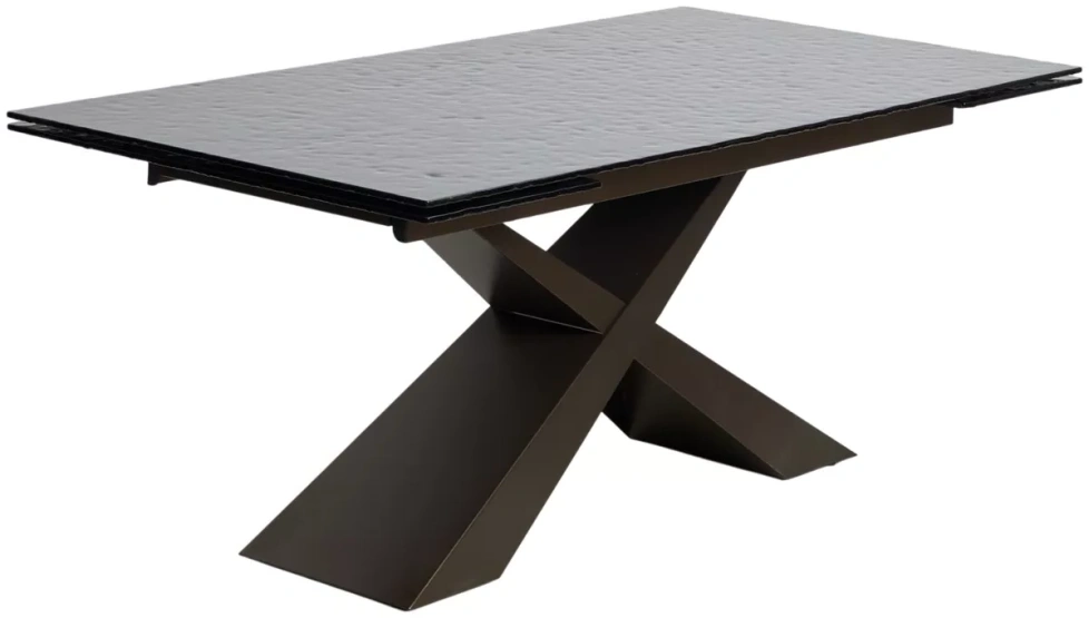 Обеденный раздвижной стол Arkell 180, Grey, стекло Bubble, шоколадное золото каркас