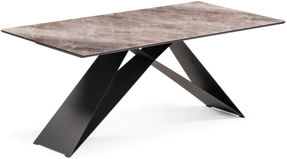 Обеденный стол Ноттингем, 180х90х74, стекло, карелия / черный