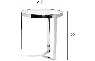 Журнальный стол 47ED-ET031, 50x50x55, стекло, прозрачный / хром