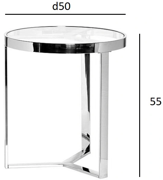Журнальный стол 47ED-ET031, 50x50x55, стекло, прозрачный / хром