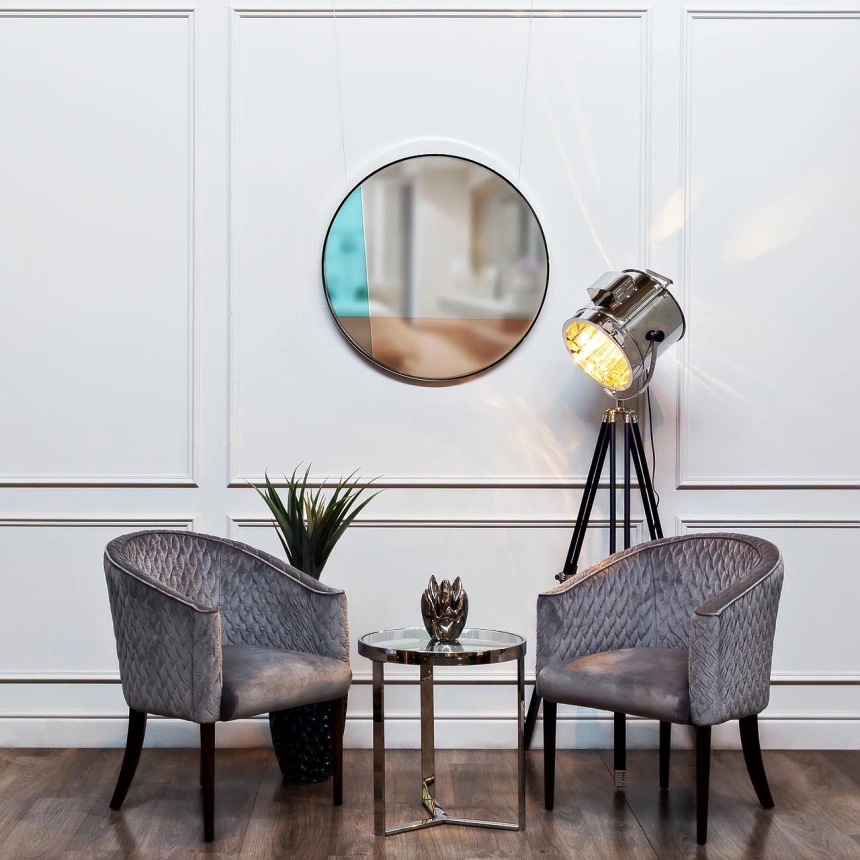 Журнальный стол 47ED-ET031, 50x50x55, стекло, прозрачный / хром