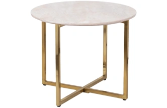Журнальный стол 30B-855-2X, 60x60x48, МДФ с полимерным покрытием под мрамор, светло-серый / золото