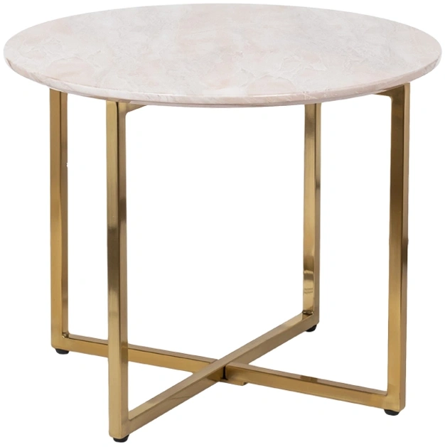 Журнальный стол 30B-855-2X, 60x60x48, МДФ с полимерным покрытием под мрамор, светло-серый / золото