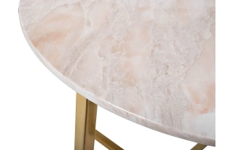 Журнальный стол 30B-855-2X, 60x60x48, МДФ с полимерным покрытием под мрамор, светло-серый / золото