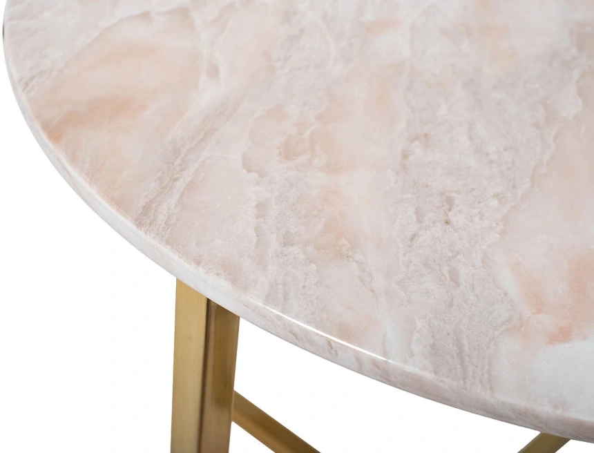 Журнальный стол 30B-855-2X, 60x60x48, МДФ с полимерным покрытием под мрамор, светло-серый / золото