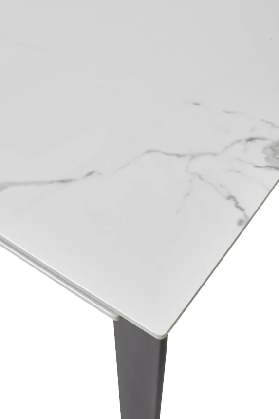 Кухонный стол раздвижной Corner 120, Gloss Statuario White Solid Ceramic, Black