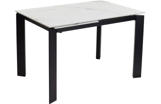 Кухонный стол раздвижной Corner 120, Gloss Statuario White Solid Ceramic, Black