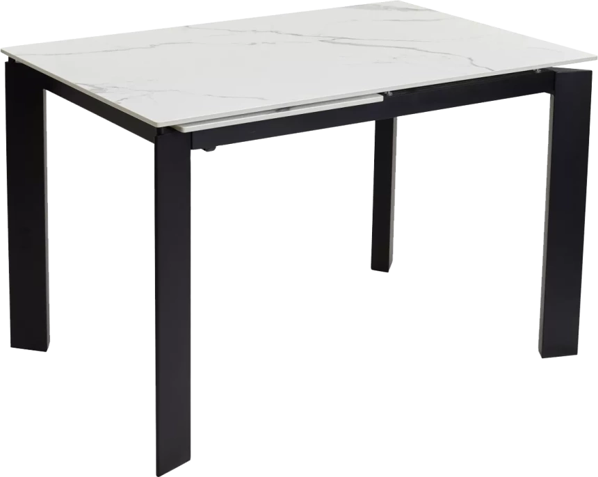 Кухонный стол раздвижной Corner 120, Gloss Statuario White Solid Ceramic, Black