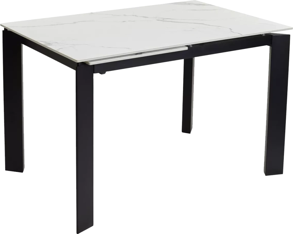 Кухонный стол раздвижной Corner 120, Gloss Statuario White Solid Ceramic, Black