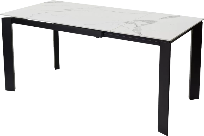 Кухонный стол раздвижной Corner 120, Gloss Statuario White Solid Ceramic, Black