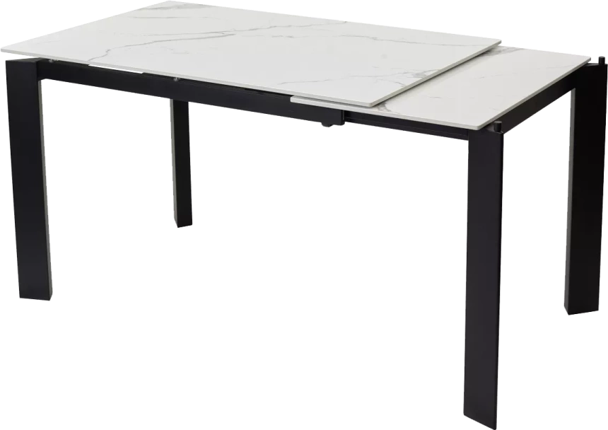 Кухонный стол раздвижной Corner 120, Gloss Statuario White Solid Ceramic, Black