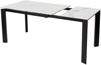 Кухонный стол раздвижной Corner 120, Gloss Statuario White Solid Ceramic, Black