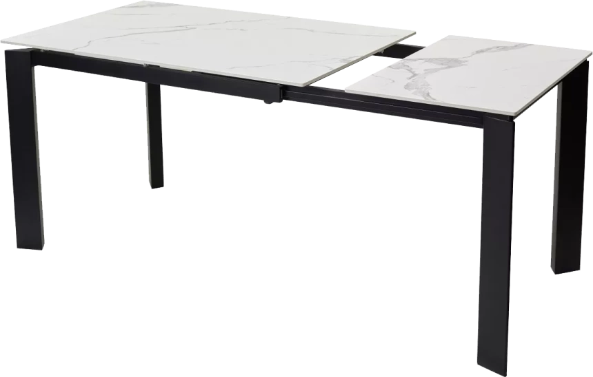 Кухонный стол раздвижной Corner 120, Gloss Statuario White Solid Ceramic, Black