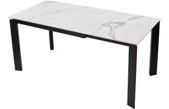 Кухонный стол раздвижной Corner 120, Gloss Statuario White Solid Ceramic, Black
