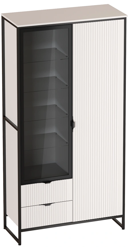 Шкаф двухдверный Нора, с ящиками, металл бруклин / персидский жемчуг