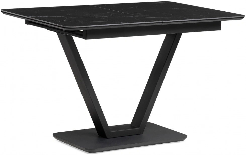 Кухонный раздвижной стол Бугун, 120(160)x80x77, керамика, черный мрамор / черный