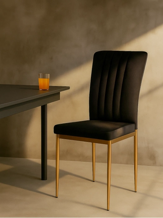 Стул на металлокаркасе Rek, мягкий, черный / золотой