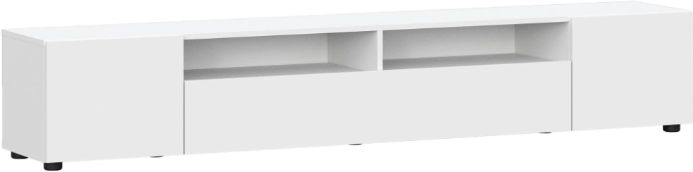 Тумба под ТВ Валенсия, с полками, белый текстурный