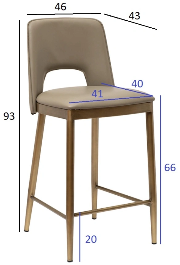Барный стул 163YH-16574, экокожа, бежевый / бронза 
