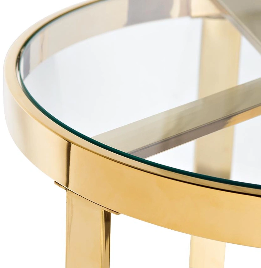 Журнальный стол 47ED-ET031GOLD, 50x50x55, стекло, прозрачный / золото 