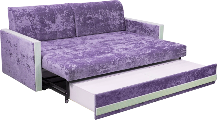 Диван прямой Адель 2, Plush purple velvet, декор Рамух белый