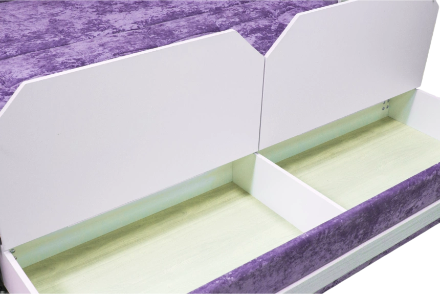 Диван прямой Адель 2, Plush purple velvet, декор Рамух белый
