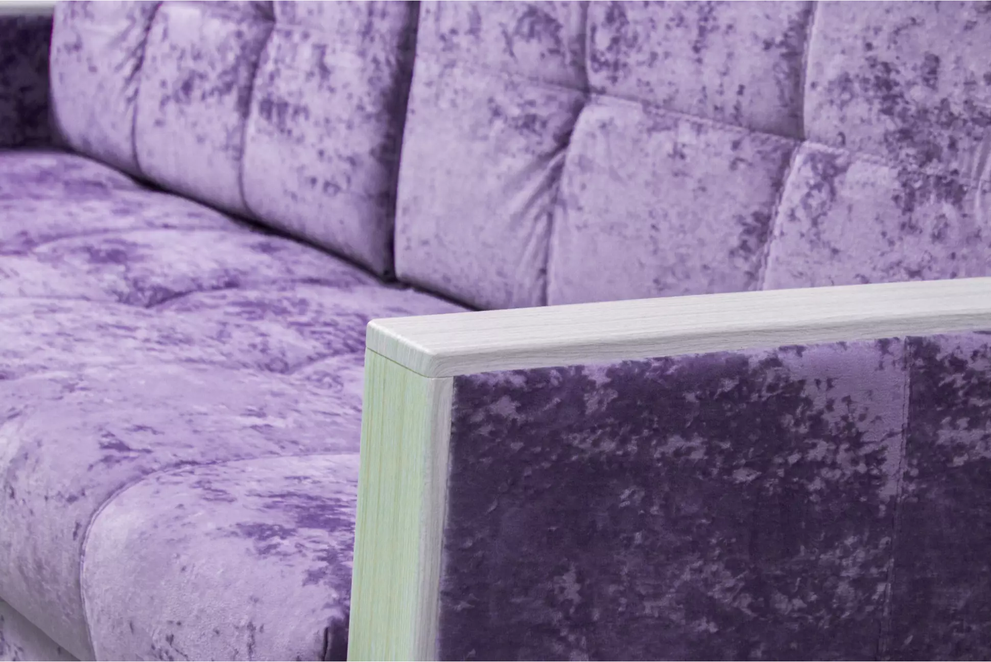 Диван прямой Адель 2, Plush purple velvet, декор Рамух белый