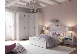 Кровать Прованс 120, полутораспальная, бодега белая / патина премиум