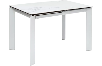 Кухонный стол раздвижной Corner 120, High Gloss Statuario керамика, стекло, белый каркас