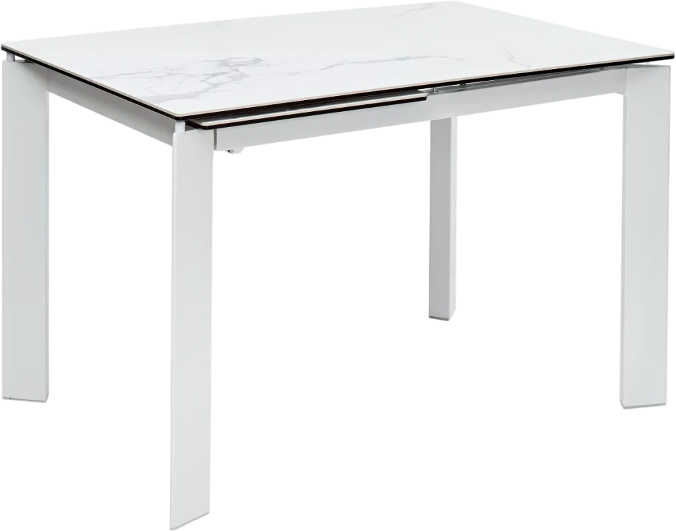 Кухонный стол раздвижной Corner 120, High Gloss Statuario керамика, стекло, белый каркас