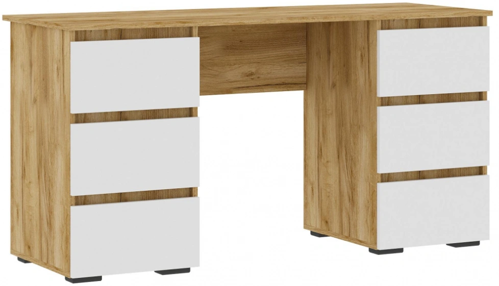 Письменный стол Элла ПС 02, белый / дуб крафт золото