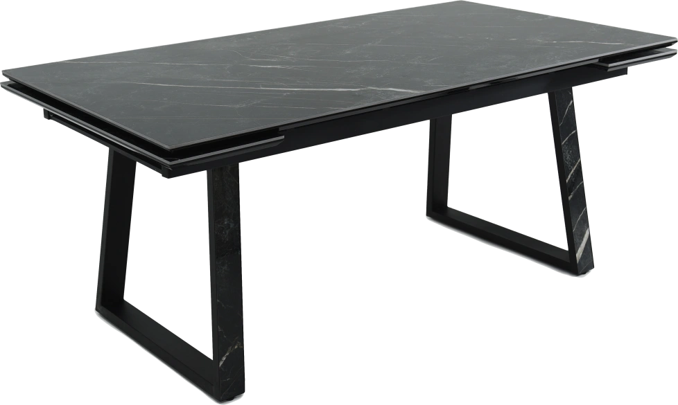 Кухонный обеденный стол Monaco, раздвижной 180, черный Quadro Wacom forest Pulido, каркас черный 