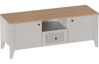 Тумба ТВ Валенсия, узкая, один ящик, персидский жемчуг / дуб натуральный светлый