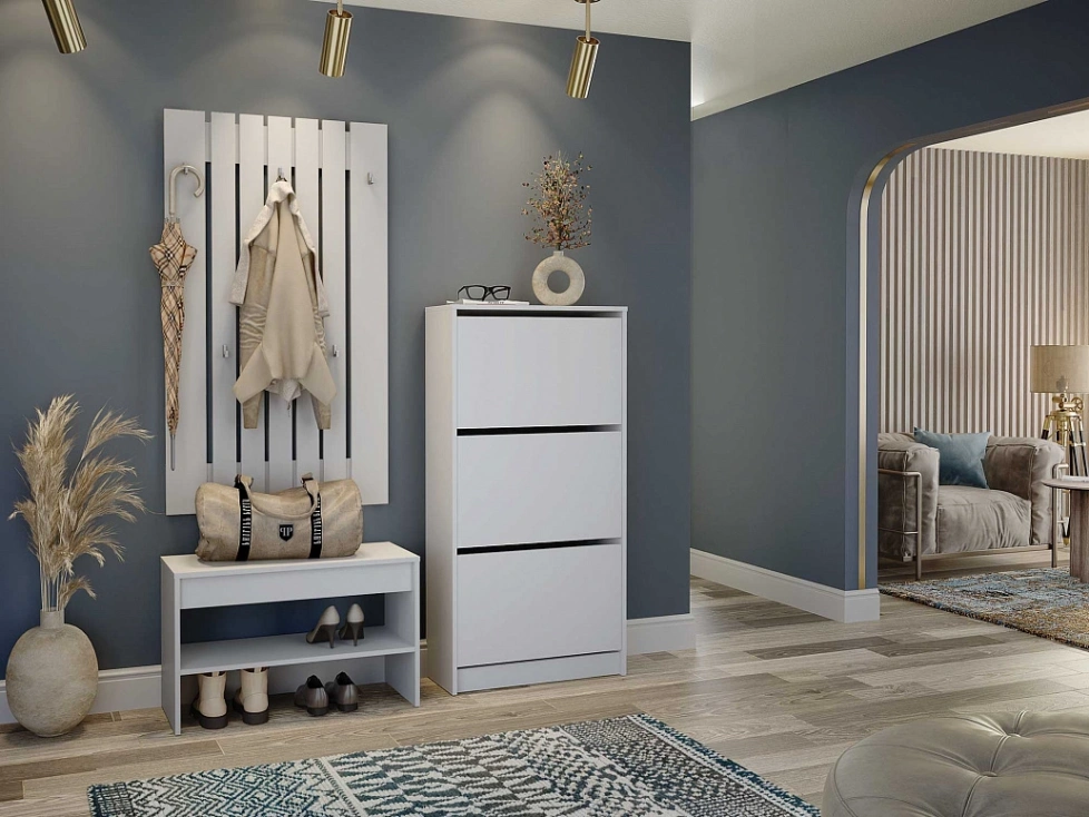 Модульная прихожая Лофт 117.13, с большой вешалкой, белый