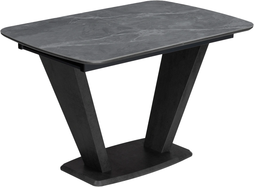 Кухонный обеденный раздвижной стол Петир, 120(160), керамика, larka grey, каркас черный