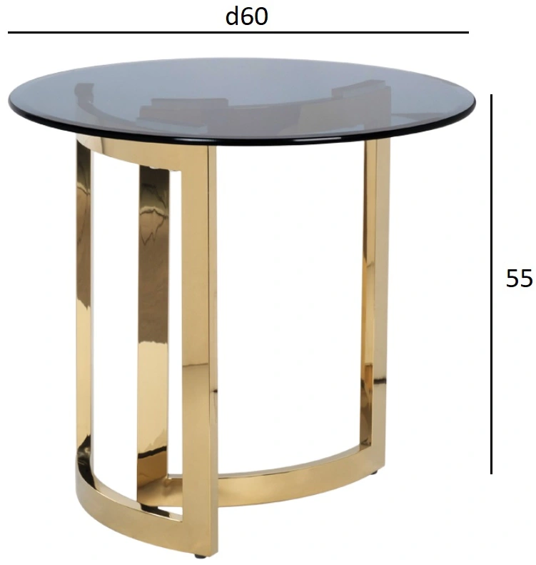 Журнальный стол 47ED-ET062GOLD, 60x60x55, закаленное стекло темное, прозрачный / золото 