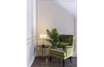 Журнальный стол 47ED-ET062GOLD, 60x60x55, закаленное стекло темное, прозрачный / золото 