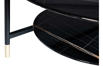 Журнальный стол 30B-872 BL, 80x80x45, закаленное стекло, черный мрамор / черный