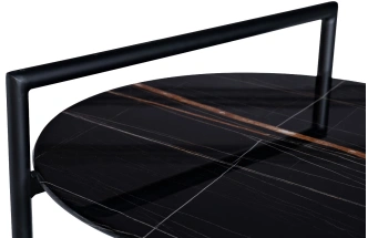 Журнальный стол 30B-872 BL, 80x80x45, закаленное стекло, черный мрамор / черный