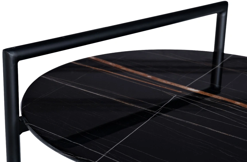 Журнальный стол 30B-872 BL, 80x80x45, закаленное стекло, черный мрамор / черный