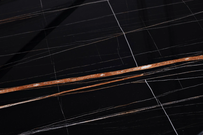 Журнальный стол 30B-872 BL, 80x80x45, закаленное стекло, черный мрамор / черный