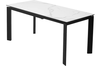 Кухонный стол раздвижной Corner 120, High Gloss Statuario  керамика, стекло, черный каркас