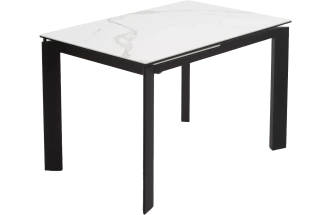 Кухонный стол раздвижной Corner 120, High Gloss Statuario  керамика, стекло, черный каркас