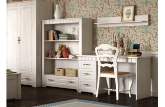 Стол письменный Прованс, с ящиками, бодега белая / патина премиум