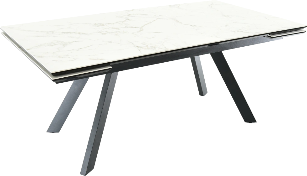 Кухонный обеденный стол Monaco, раздвижной 180, серый Calacata vaglioro, каркас черный 