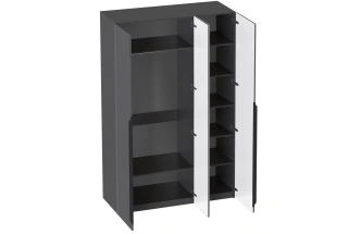 Шкаф трехдверный Нора, распашной с зеркалом, металл бруклин / графит