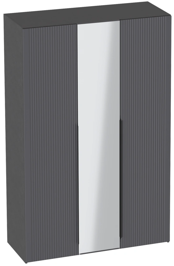 Шкаф трехдверный Нора, распашной с зеркалом, металл бруклин / графит