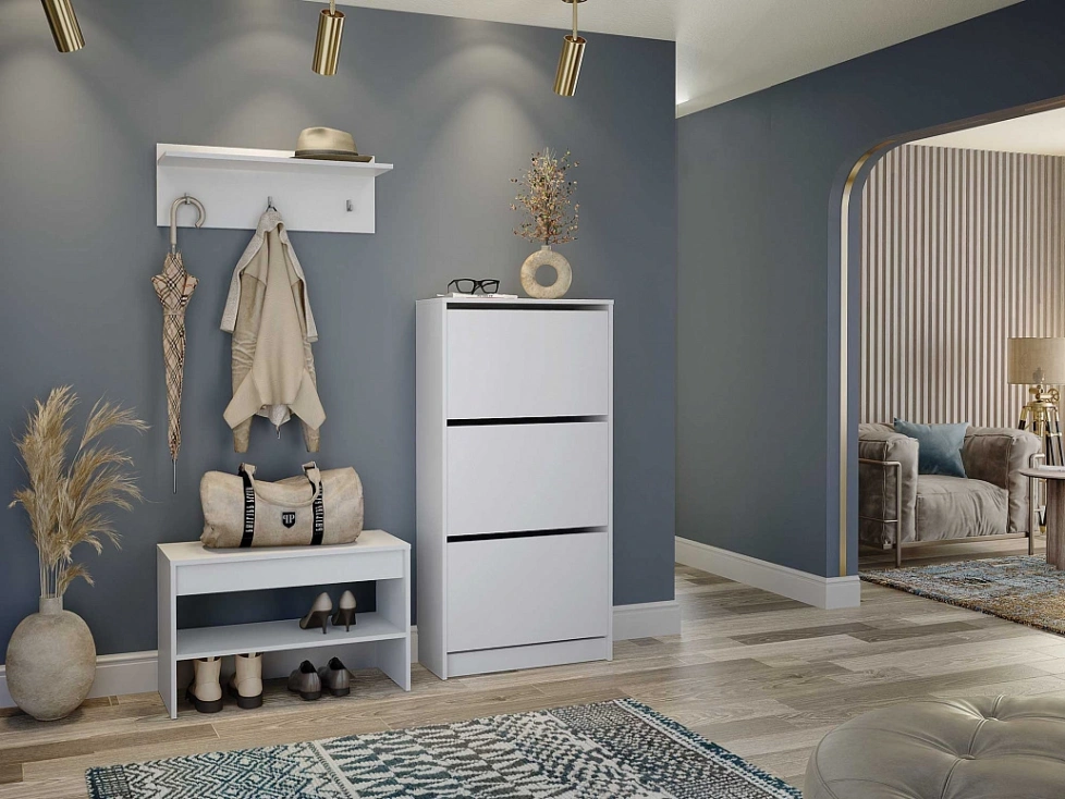 Модульная прихожая Лофт 117.13, с вешалкой настенной с полкой, белый