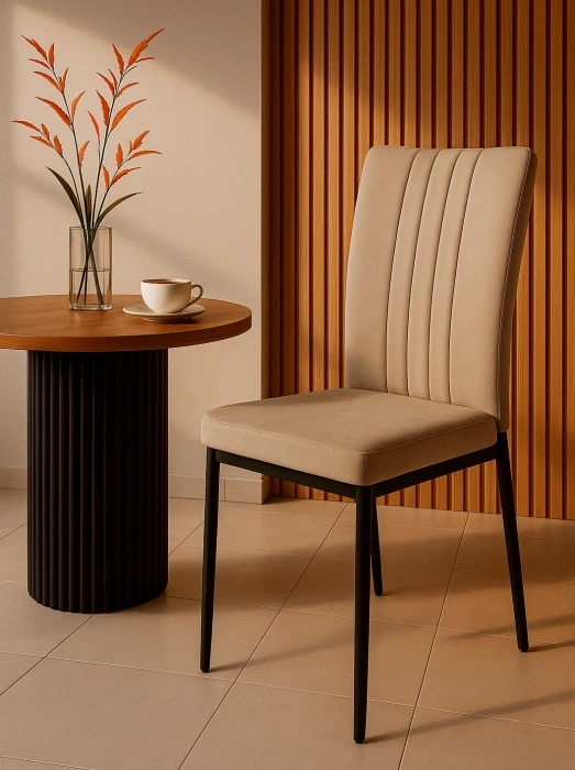 Стул на металлокаркасе Rek, мягкий, капучино / черный