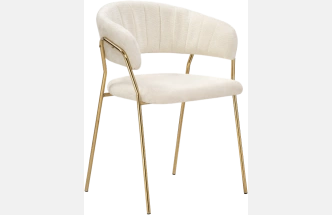 Стул Kamelia 1, white fabric / gold